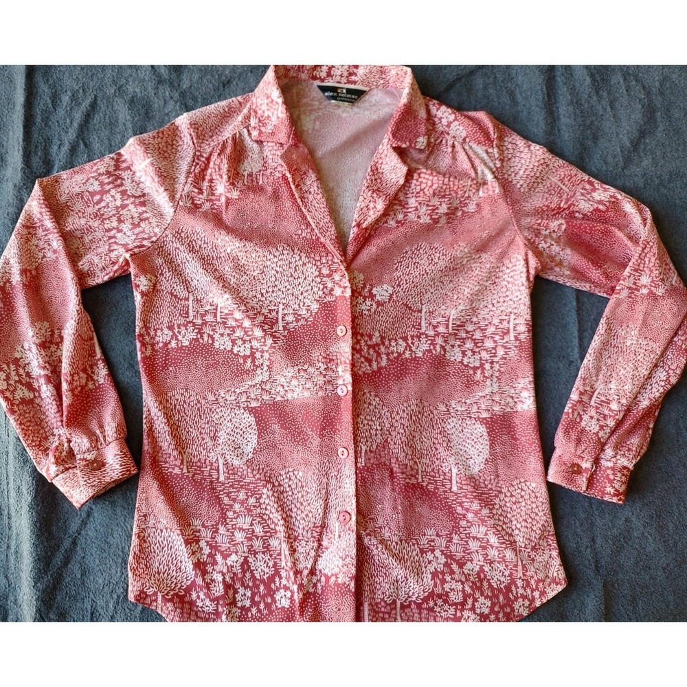 Vintage 70s Alex Colman Sportswear Floral Blouse size S/M? Groovy Disco Asian